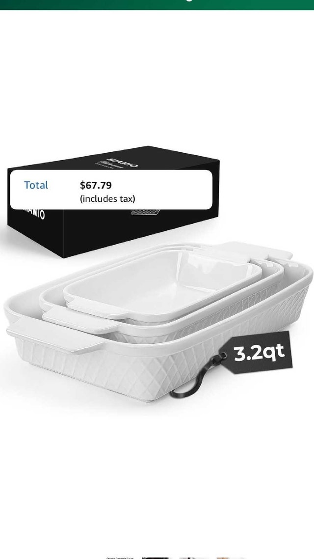 MIAMIO Ceramic Baking Dish Set – 3-Piece Rectangular