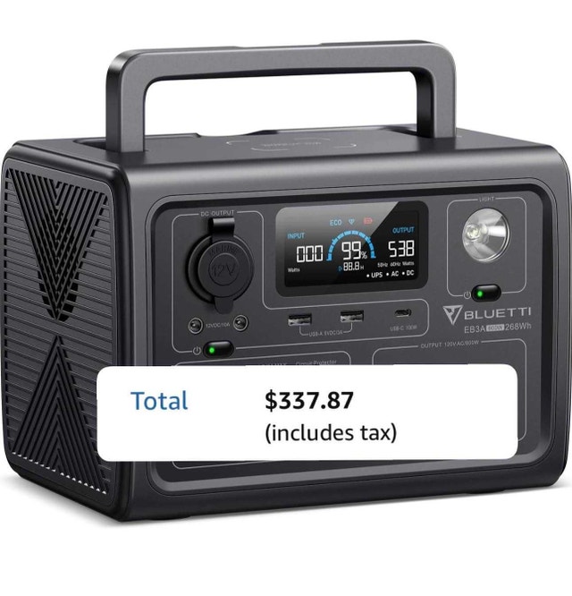 BLUETTI EB3A Portable Power Station – 268Wh, 600W
