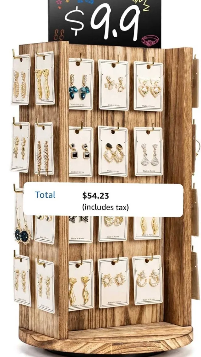 Pinzoveco Rotating Wooden Earring Display