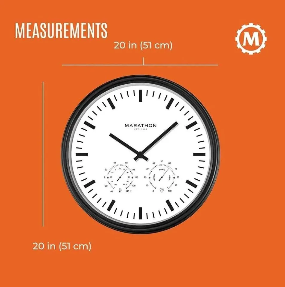 MARATHON Waterproof Wall Clock, Black - Large image indicator(5)