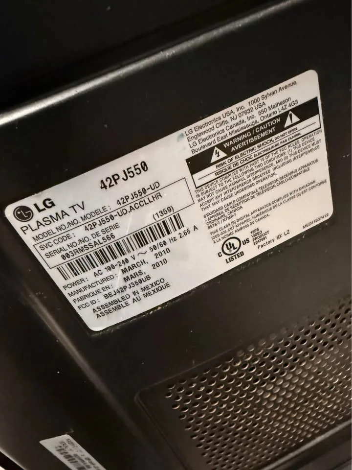 LG plasma TV 42PJ550 image indicator(2)