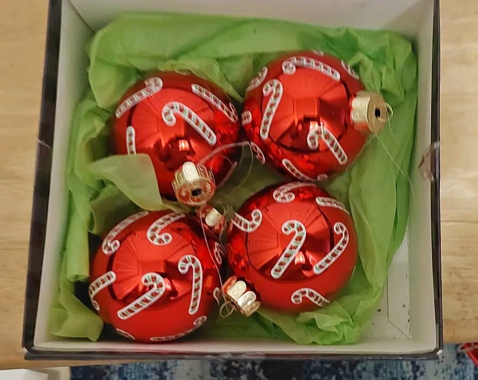 Set of 4 Glass Tree Ornaments