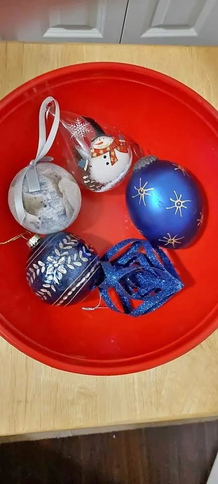Set of 5 blue-theme Christmas ornaments