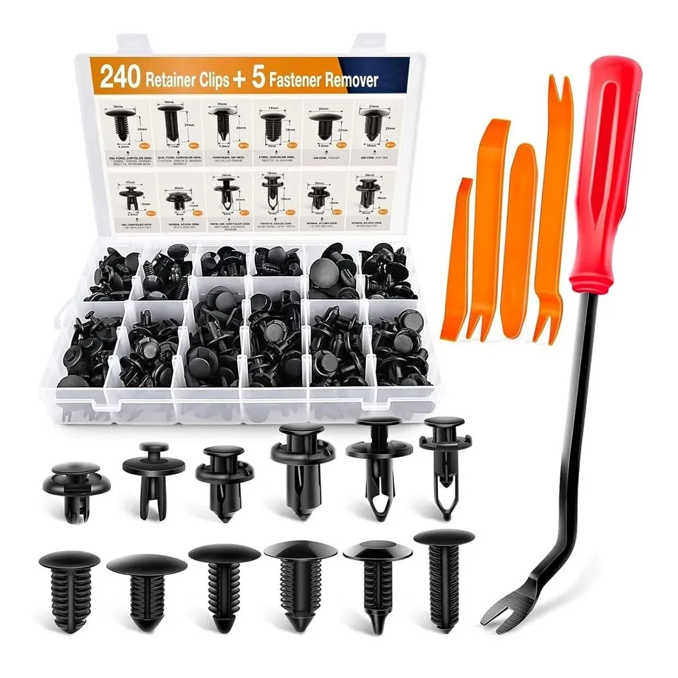 240 Retainer clips+5 fastener Remover Car Plastic Rivets Kit