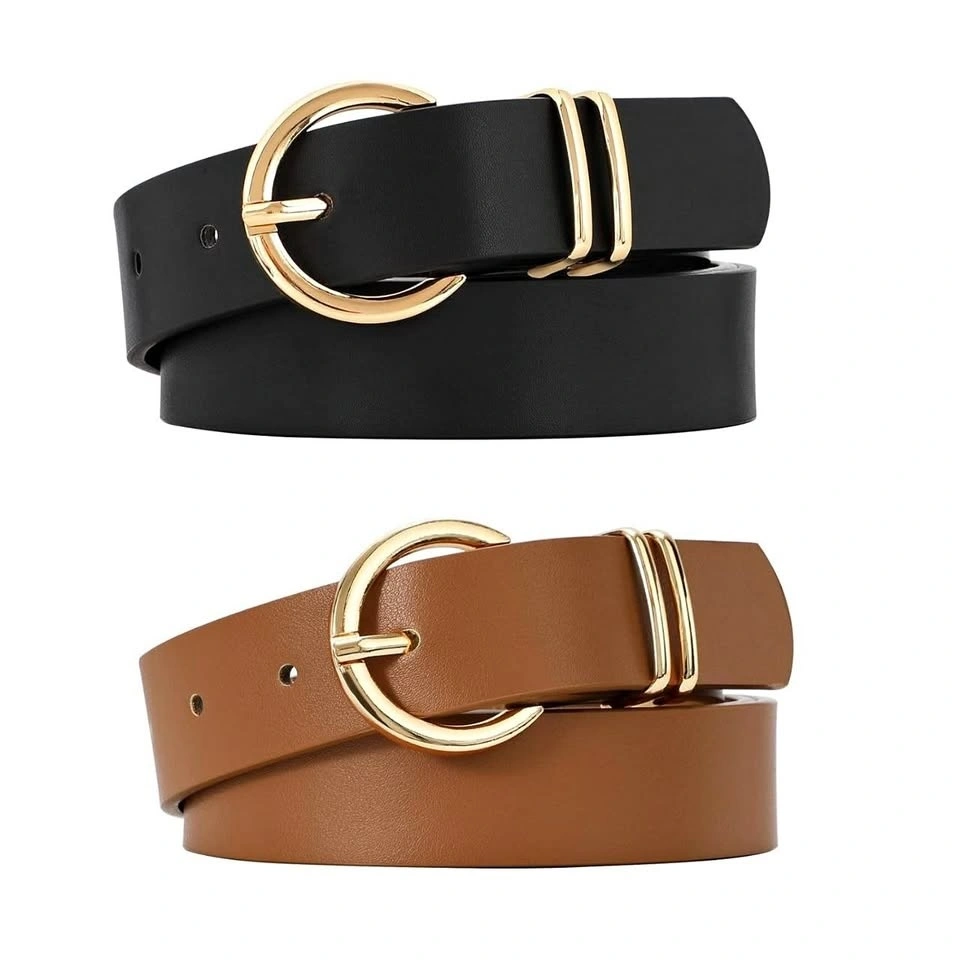 New Woman Belts Set 2pcs Skinny Metal & Eco Leather Belts