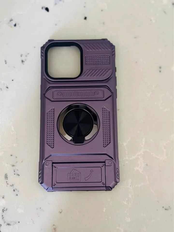 Purple iPhone 15 Pro Max Case with 360° Ring - New