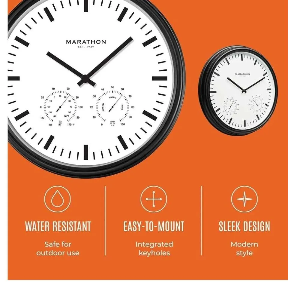 MARATHON Waterproof Wall Clock image indicator(3)