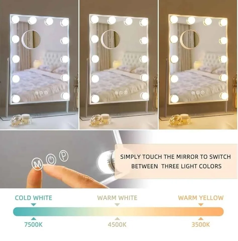 FENCHILIN Lighted Makeup Mirror Hollywood Mirror image indicator(3)