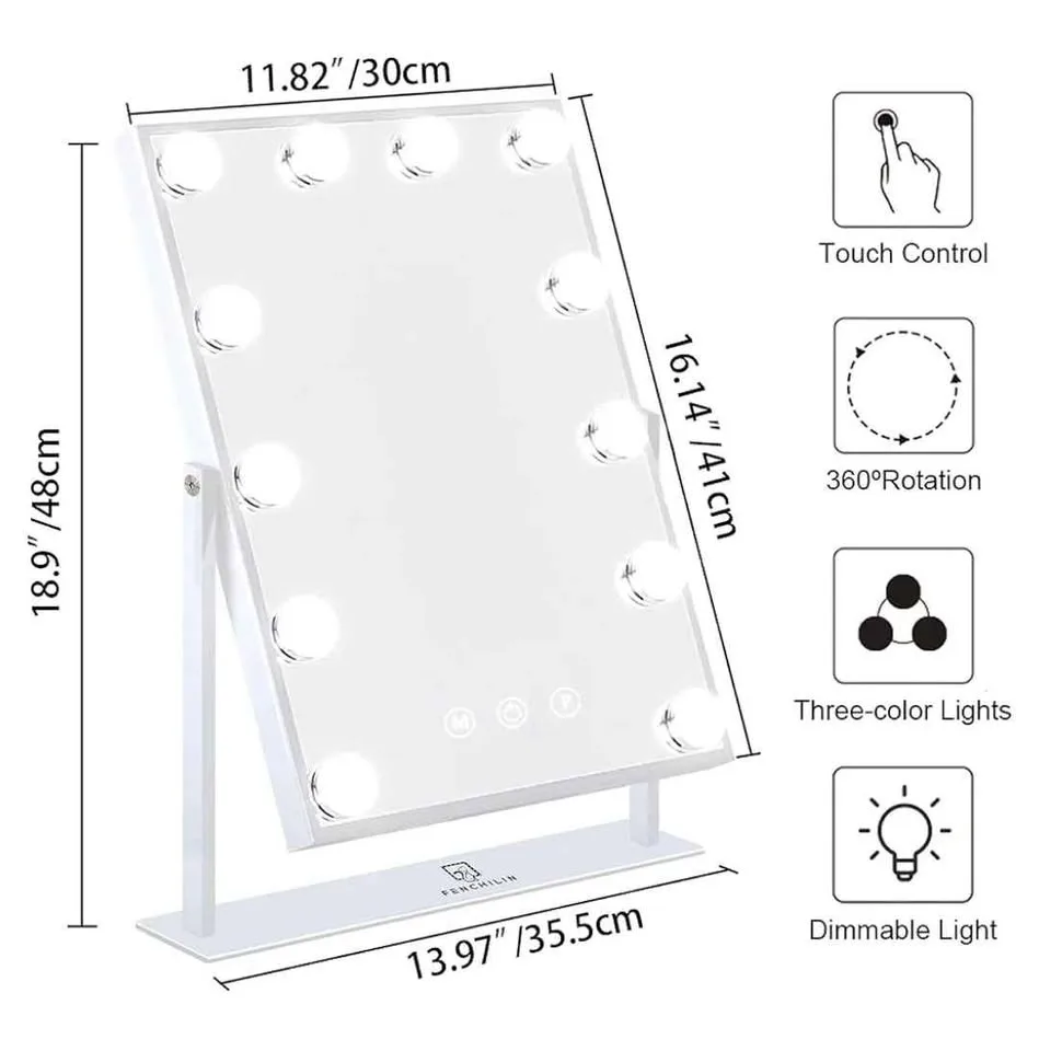 FENCHILIN Lighted Makeup Mirror Hollywood Mirror image indicator(5)