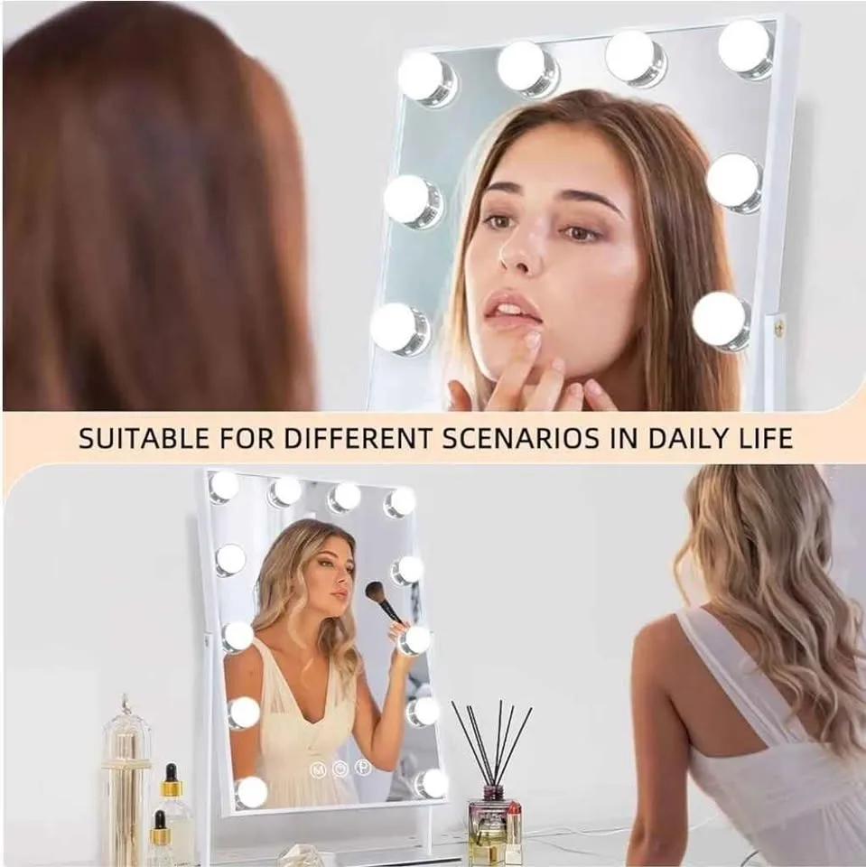 FENCHILIN Lighted Makeup Mirror Hollywood Mirror image indicator(7)