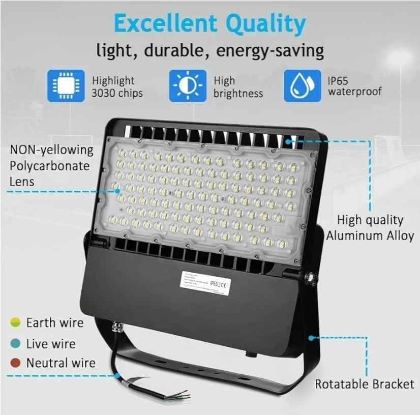 LEDMO LED Stadium Flood Lights Outdoor 1500W Equivalent image indicator(9)