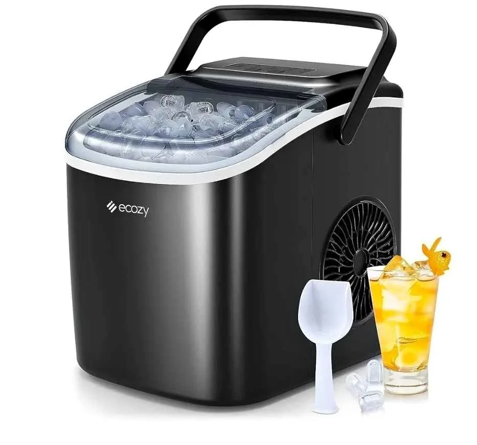 ecozy Portable Ice Maker Countertop, 9 Cubes Ready in 6 Mins, 26