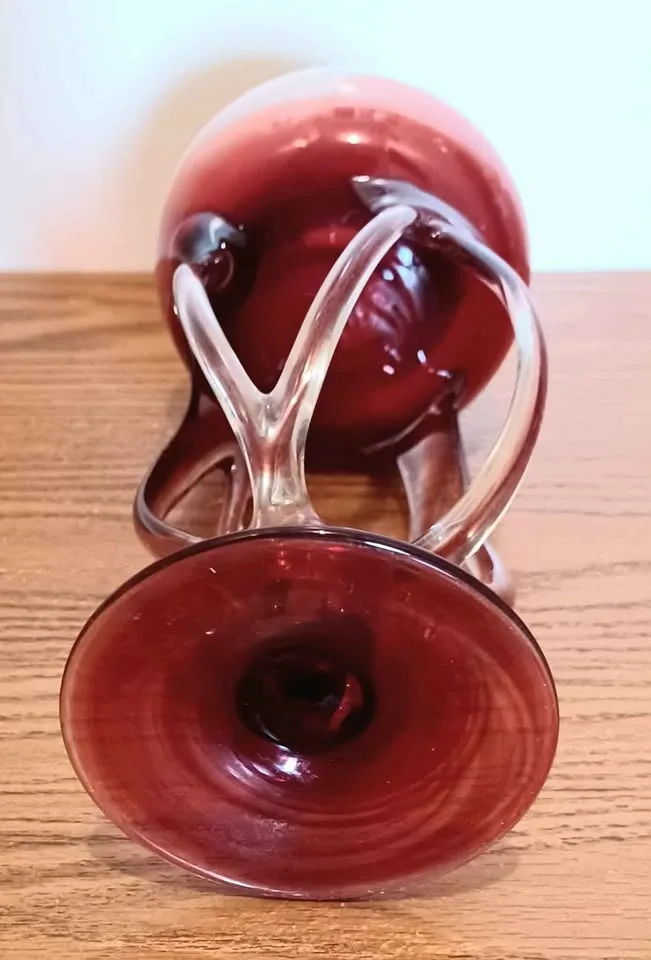 Vtg.Tall Hand Blown Jozefina Krosno Jellyfish Oil Lamp image indicator(8)