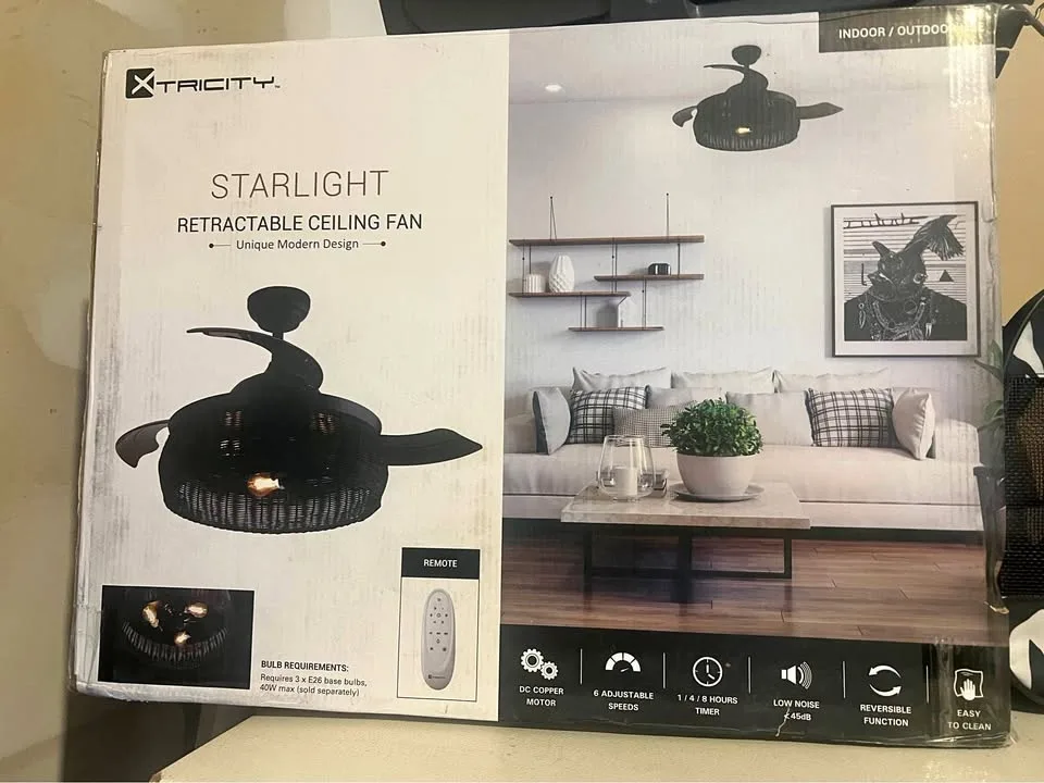 CTricty Starlight retractable ceiling fan indoor/outdoor use