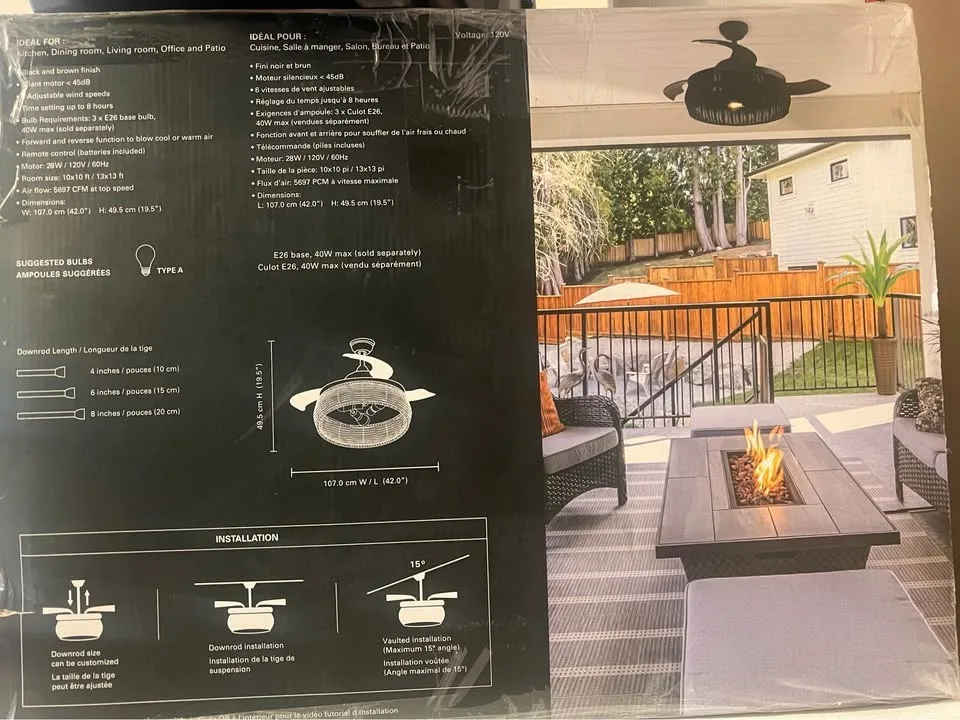 CTricty Starlight retractable ceiling fan indoor/outdoor use image indicator(2)