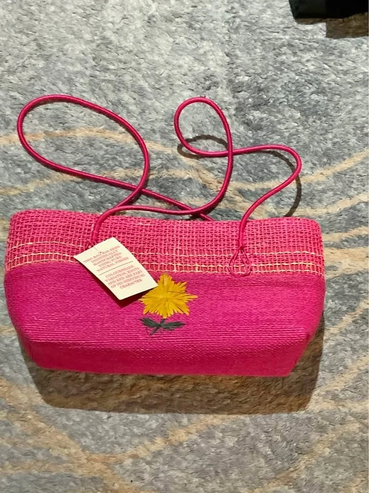 Handcrafted Woven Tote Bags -Red & pink