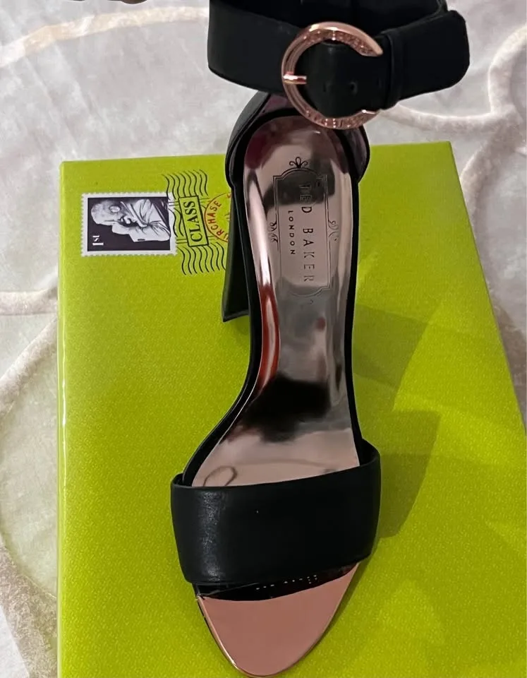 Ted Baker Black Leather Block Heel Sandals image indicator(3)