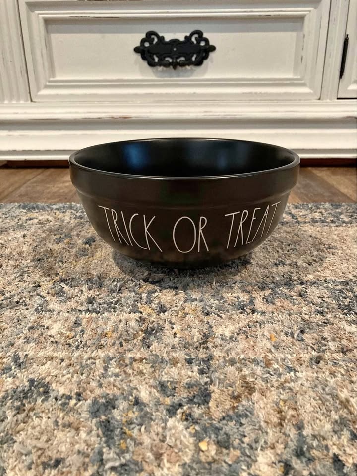 Rae Dunn Medium Sized Trick or Treat Bowl Black Matte