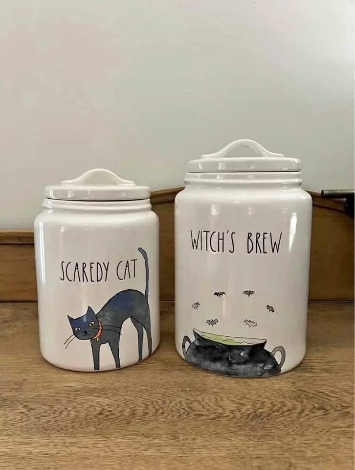 Rae Dunn Canister Set - Scaredy Cat and Witch's Brew