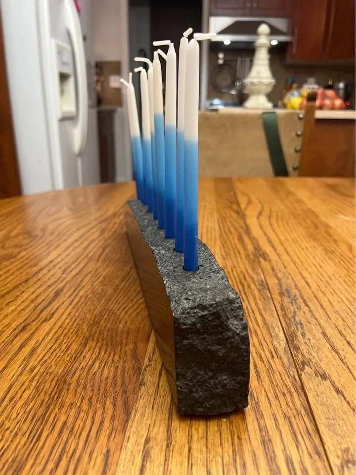 Modern Basalt Stone Hanukkiah / Menorah 🕎 image indicator(2)