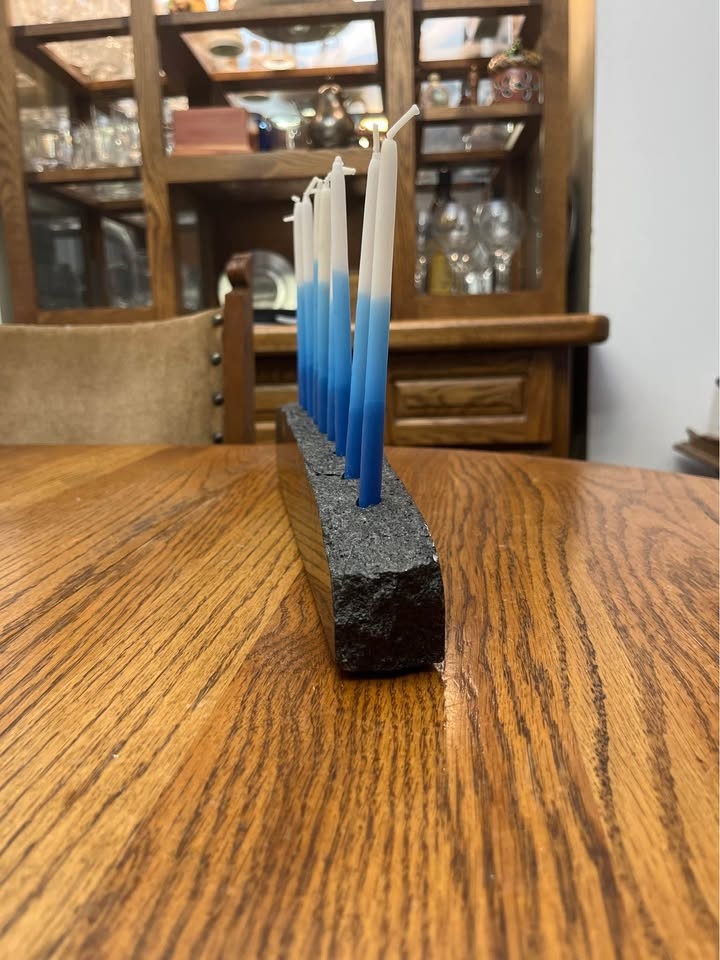 Modern Basalt Stone Hanukkiah / Menorah 🕎 - photo 3