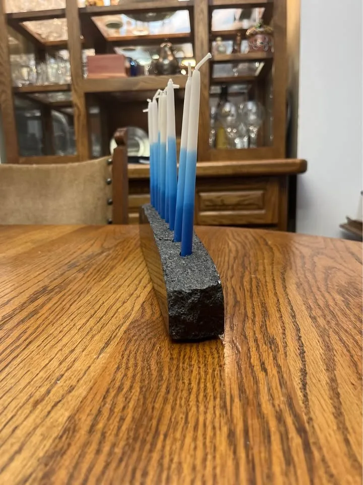Modern Basalt Stone Hanukkiah / Menorah 🕎 image indicator(3)