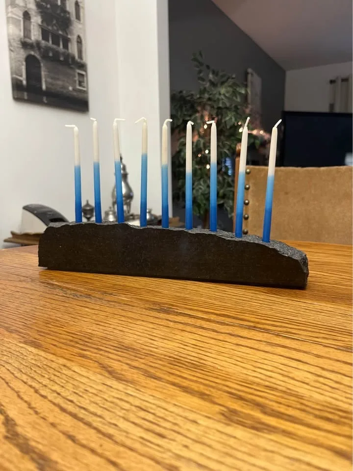 Modern Basalt Stone Hanukkiah / Menorah 🕎 image indicator(4)
