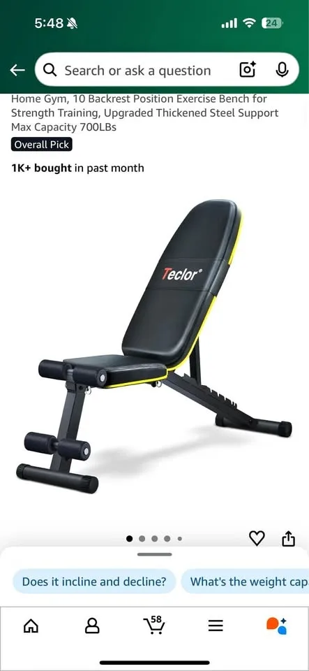 Teclor weight lifting bench