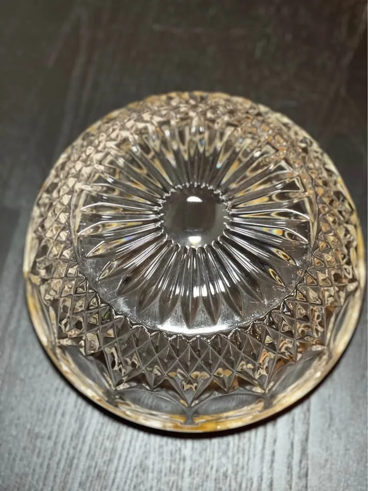 Vintage Cut Glass Bowl w/Silver Plated Rim image indicator(4)