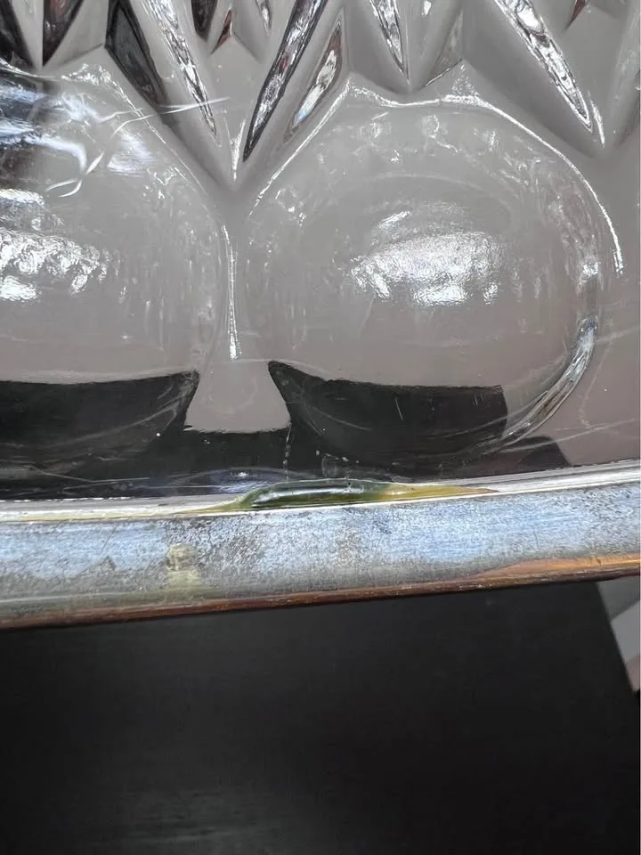 Vintage Cut Glass Bowl w/Silver Plated Rim image indicator(5)