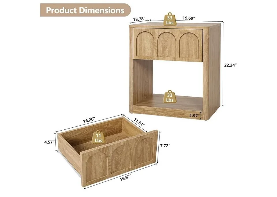 Set of 2 bedside tables/ Juego de 2 mesas de noche image indicator(6)