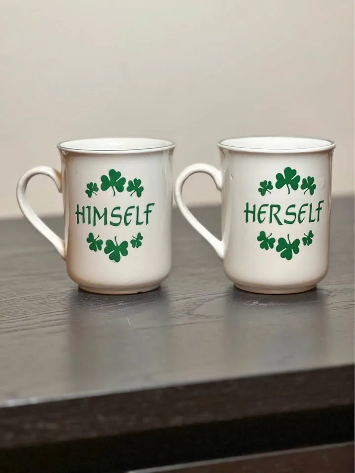Pair of Carrigaline Pottery Irish Mugs