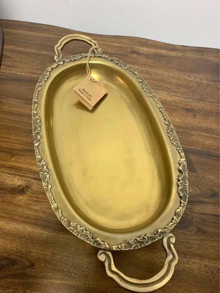 Vintage Brass Decorative Serving Tray – Made in India