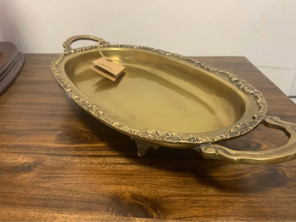 Vintage Brass Decorative Serving Tray – Made in India image indicator(2)