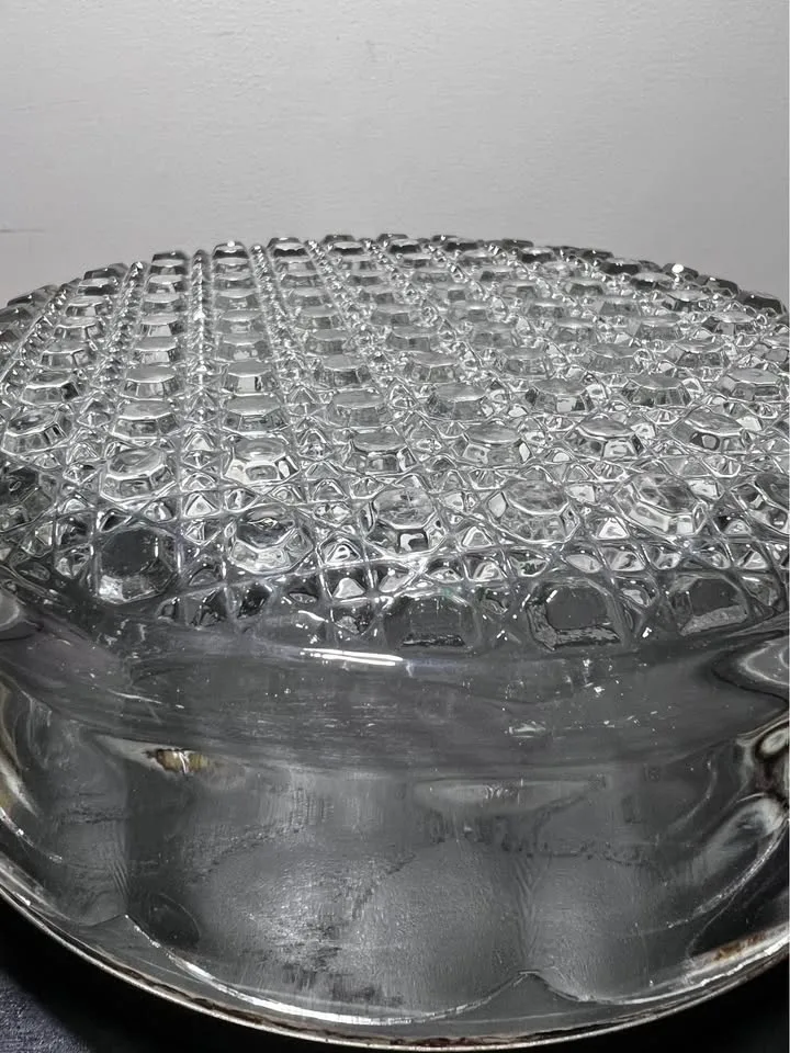 Vintage Cut Glass Bowl Silver Rim England 8.75" image indicator(5)