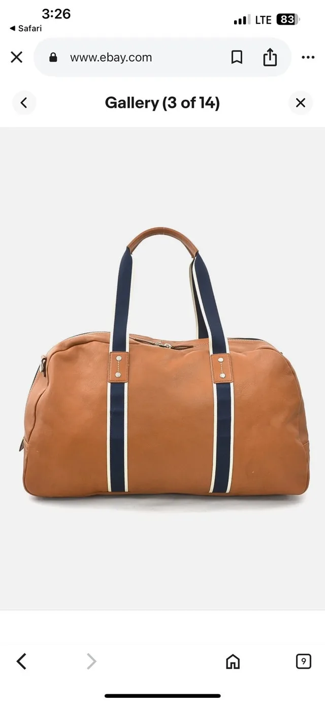 Stunning Authentic COACH Boston HandbagBrown x Navy x White Leat