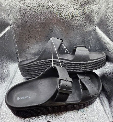 Ecetana Women's Slides Sandals Adjustable Double Buckle - photo 2