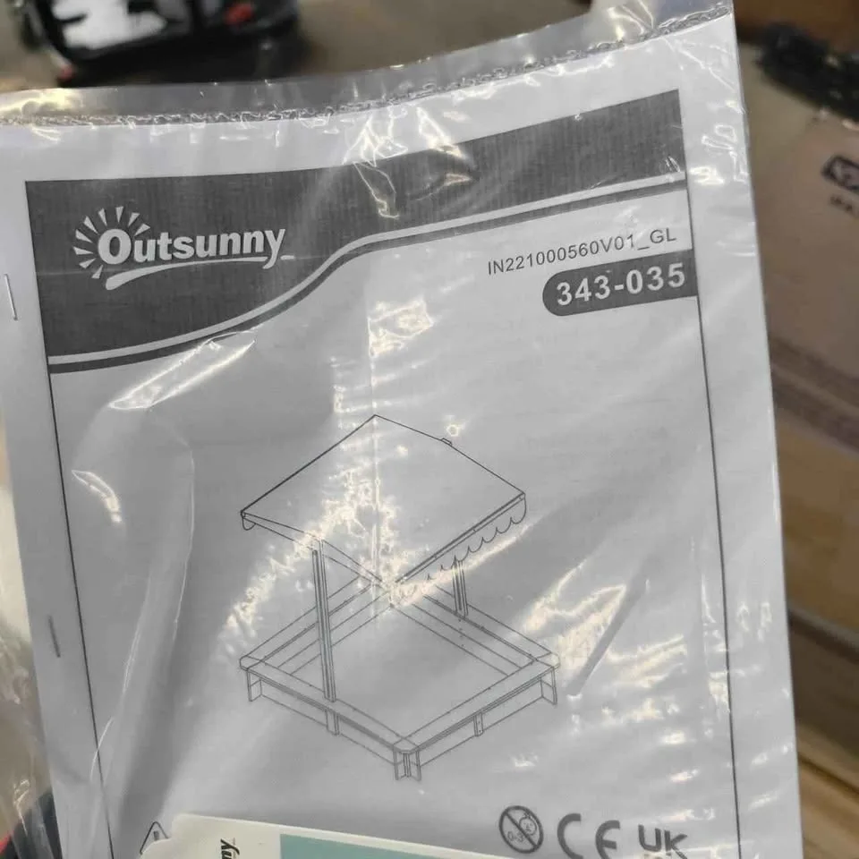 Outsunny Kids Wooden Sandbox with Canopy & Seats image indicator(6)