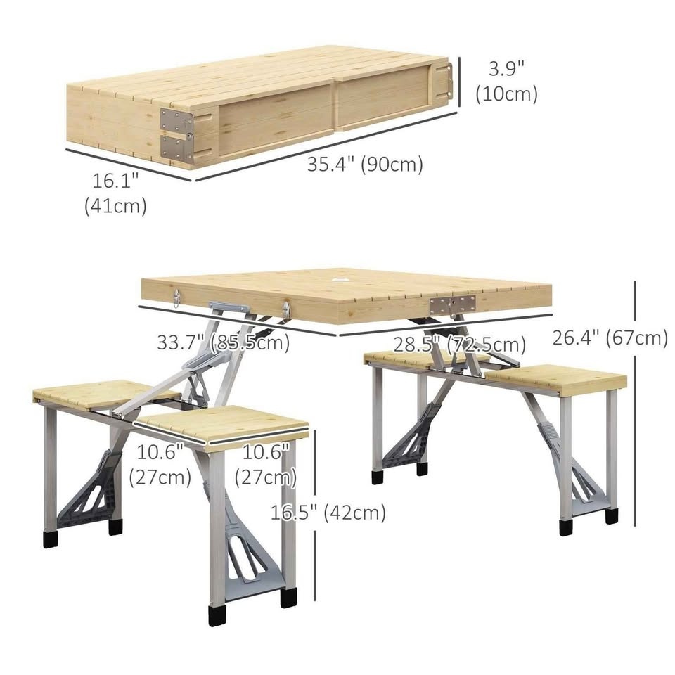 Outsunny Folding Picnic Table with Seats - photo 3