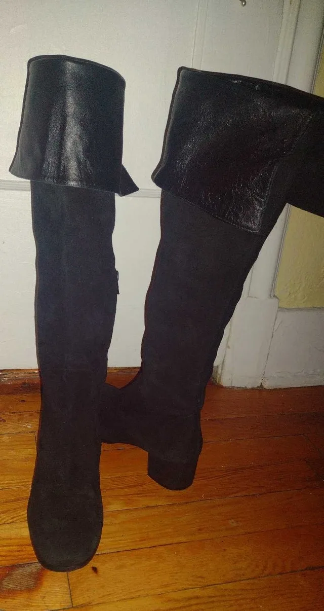ZARA WOMAN black suede & leather boots size 9