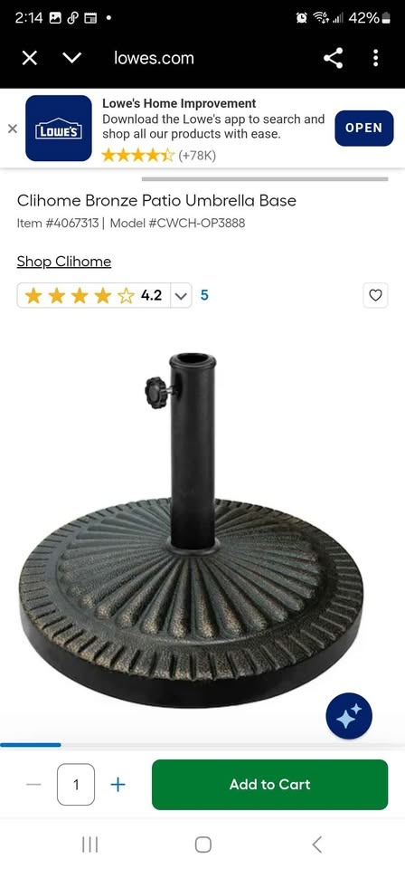 CLIHOME BRONZE PATIO UMBRELLA BASE - photo 2