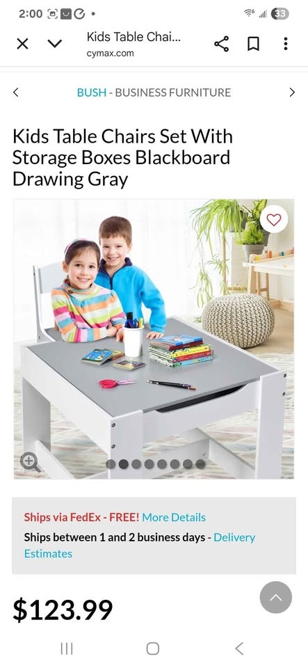 KIDS TABLE CHAIRS SET WITH STORAGE BOXES GRAY - photo 2