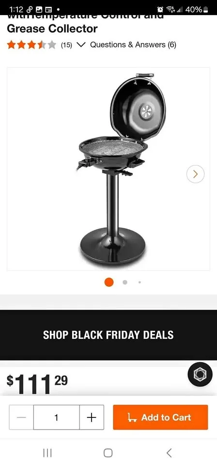 PORTABLE ELECTRIC BBQ GRILL WITH TEMPERATURE CONTROL & GREASE CO