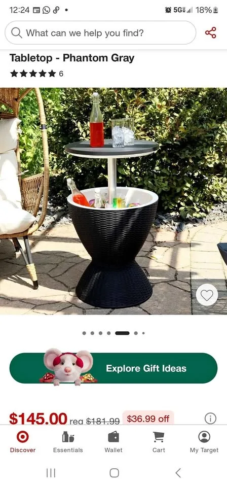 8 GALLON  3 IN 1 PATIO RATTAN COOLER BAR TABLE ADJUSTABLE ICE BU