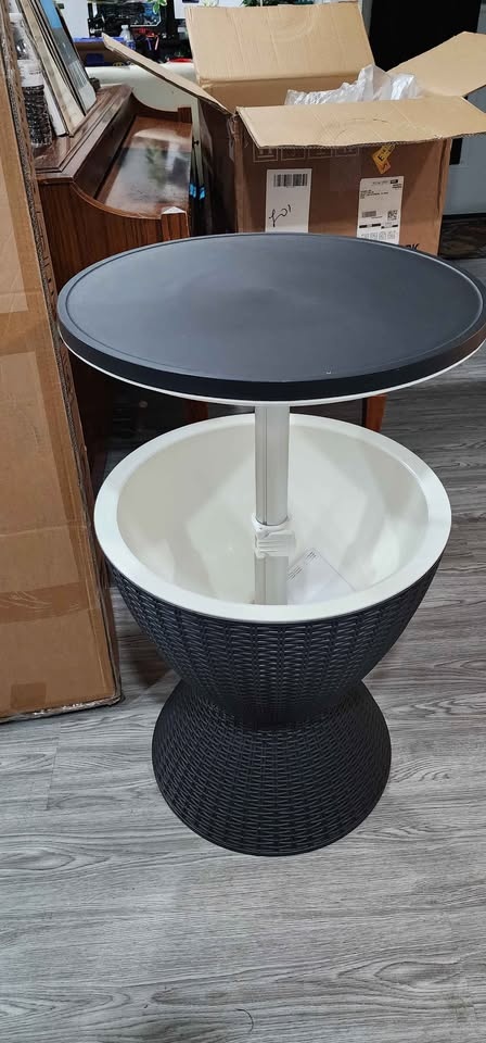 8 GALLON  3 IN 1 PATIO RATTAN COOLER BAR TABLE ADJUSTABLE ICE BU - photo 2