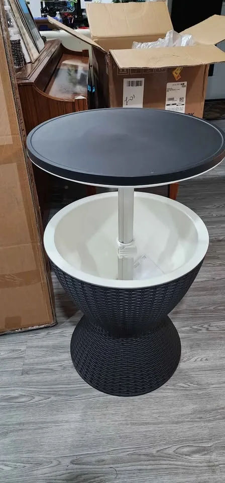 8 GALLON  3 IN 1 PATIO RATTAN COOLER BAR TABLE ADJUSTABLE ICE BU image indicator(2)