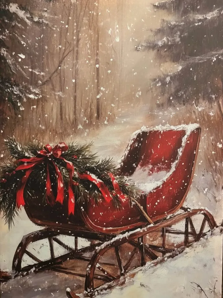 Christmas Sleigh Canvas-Ready To Hang Wall Art image indicator(2)