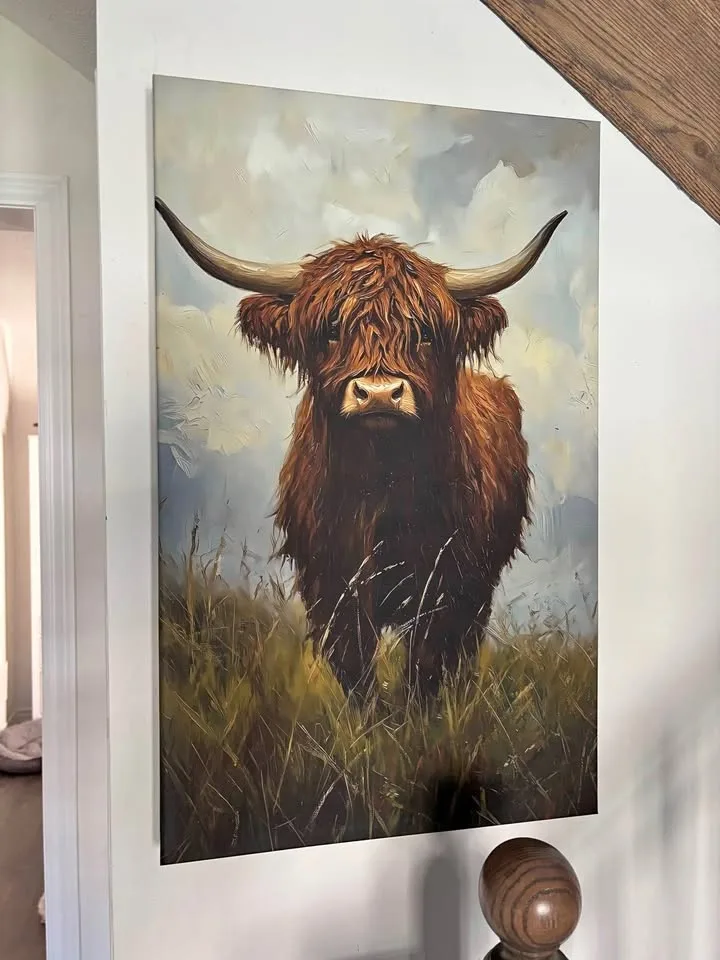 Farmhouse Highland Cow Canvas Wall Art