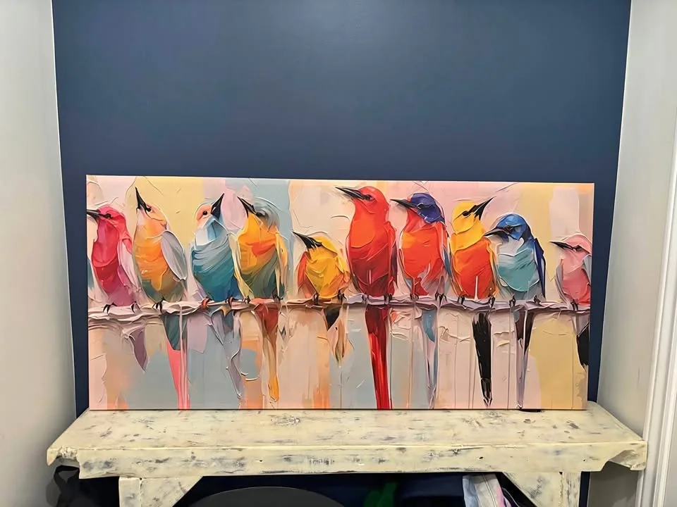 LG Colourful Birds Canvas Wall Art-Ready To Hang