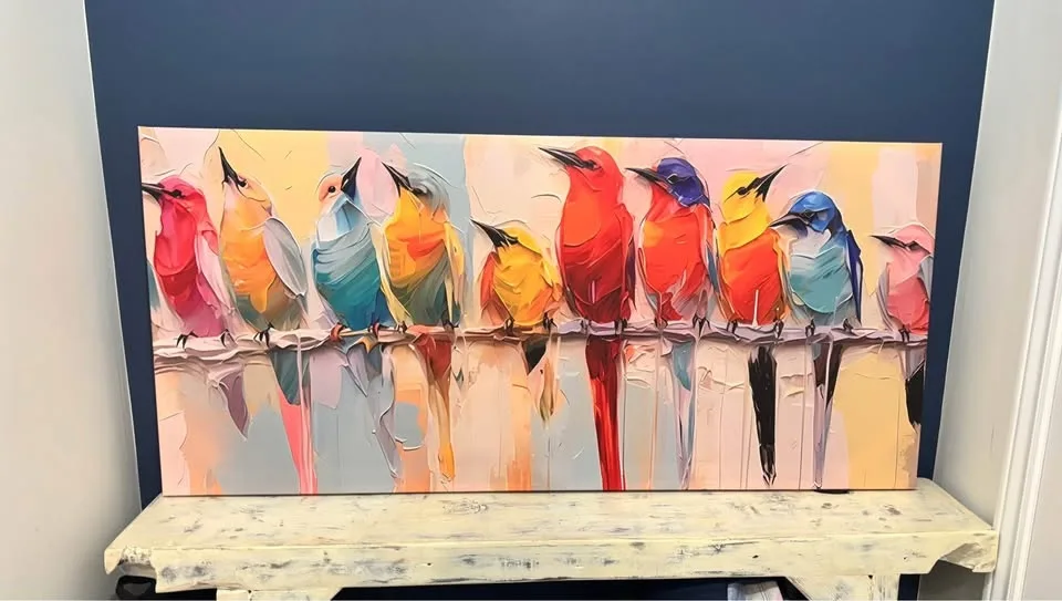 LG Colourful Birds Canvas Wall Art-Ready To Hang image indicator(9)